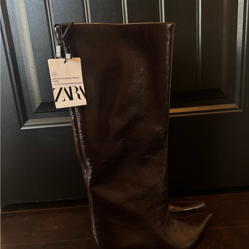 Zara Rich Burgundy Knee-High Boots
